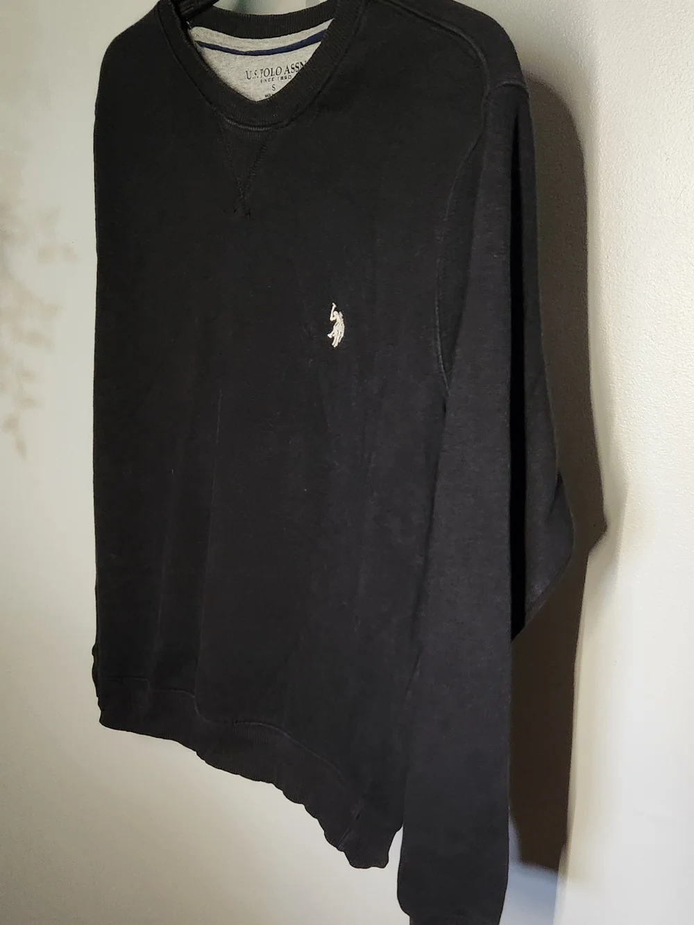 U.S. Polo Assn. Black Crewneck Sweatshirt with White Polo Logo